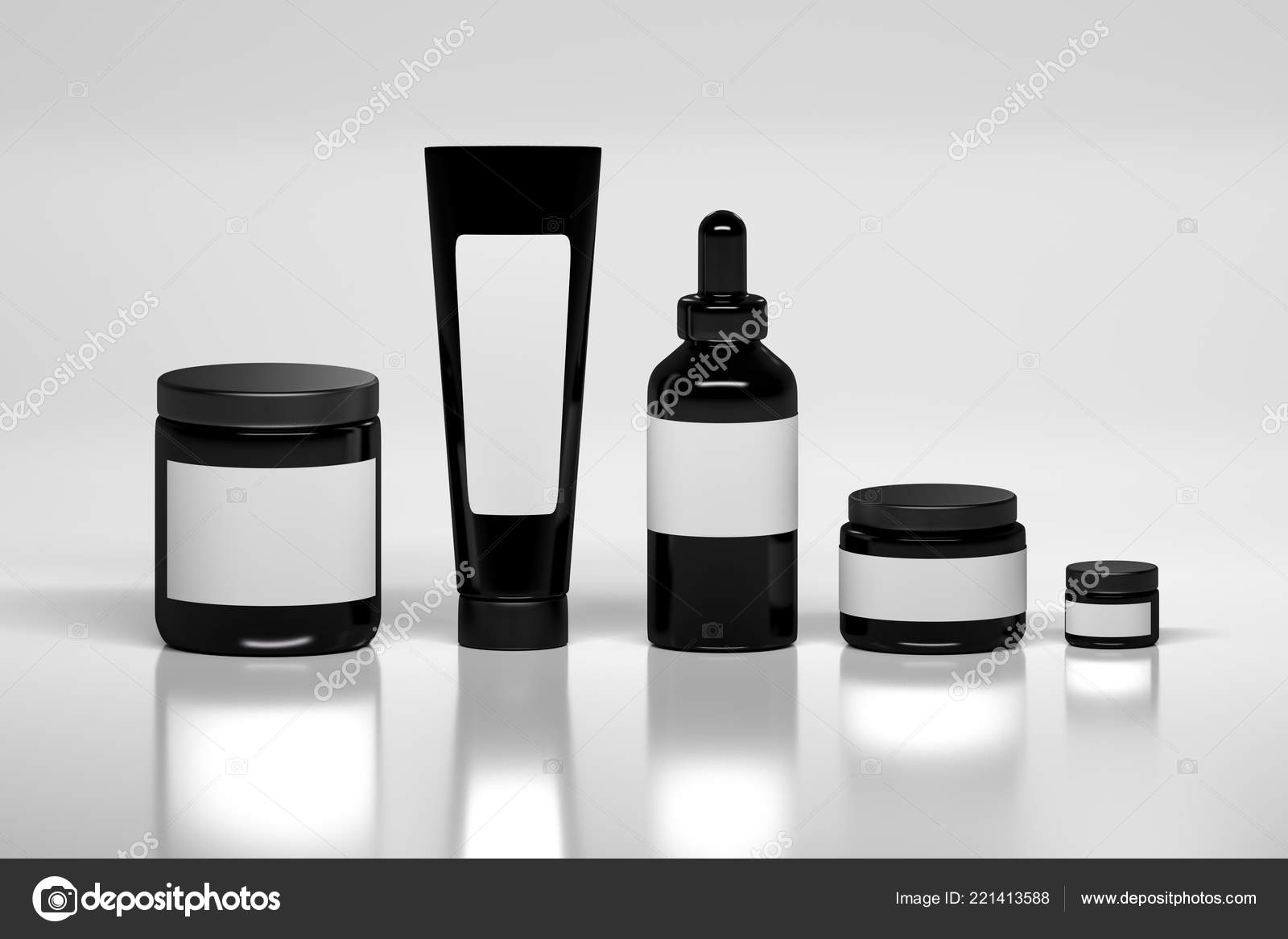 Download Mockup Set Skin Care Products Packages Black Plastic Shiny Cosmetics Stock Photo Image By C Dariaren 221413588