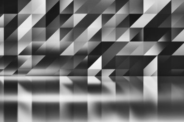 Üçgen arka plan siyah ve beyaz renklerde soyut Illustration. Dijital görüntü kopya alanı ile oluşturulan. 3D çizim.