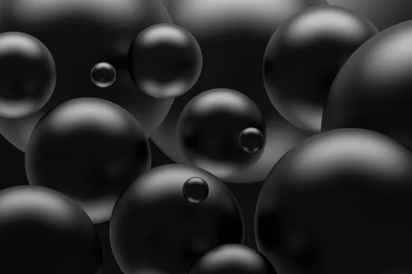 Абстрактна Ілюстрація Чорних Глянцевих Великих Кульок Цифрове Зображення Ілюстрація — стокове фото