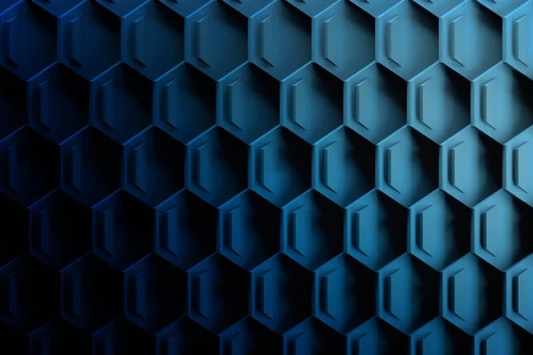 Geometriska Futuristiska Våffelmönster Mörk Blå Färger Bakgrund Med Sexkantiga Upprepande — Stockfoto