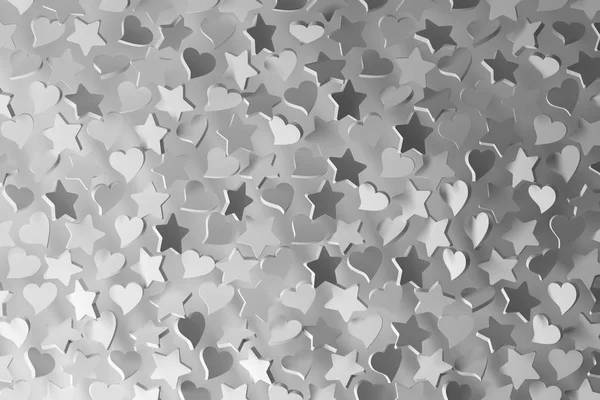 Corações Brancos Com Estrelas Fundo Para Dia Dos Namorados Romântico — Fotografia de Stock
