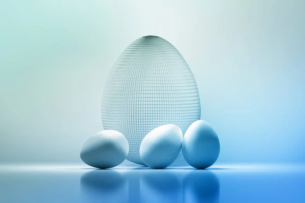 Vier Pasen Eieren Één Grote Gemaakt Van Draad Drie Kleine — Stockfoto
