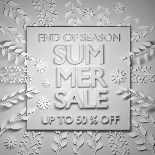 Summer Sale banner in monochrome gray color. 3d illustration.