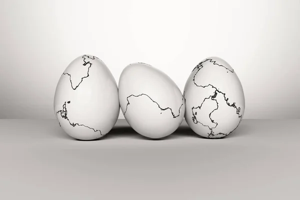 Illustration Set Easter Eggs Cracks Surface Shells Digitally Generated Image — Stock Photo, Image