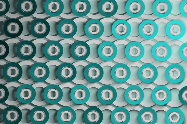 Abstract background with layers of repeating circles in gentle blue to cyan and white colors. 3d illustration.