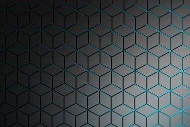 Edikula ve koyu gri renklerde altıgenler desenle. 3D çizim.