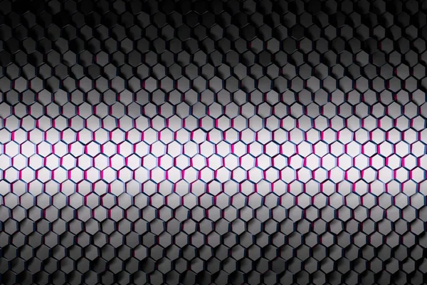 Futuristische Geometrische Patroon Met Vele Herhalende Kleine Zeshoeken Met Roze — Stockfoto
