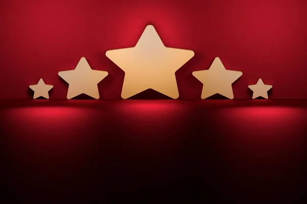 Five Stars Various Size Next Purple Dark Red Wall Illuminated — Stock Photo, Image