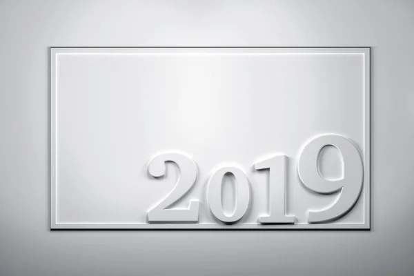 Carte Vœux Nouvel Numéros Blancs 2019 Année Avec Cadre Copier — Photo