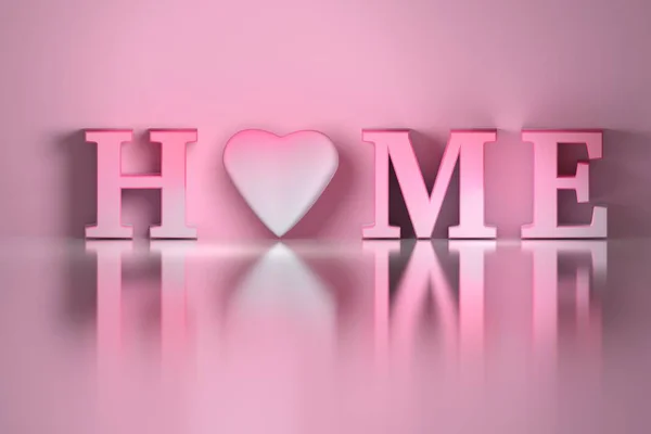 Word Home Heart Sweet Cute Illustration Home Text Heart Reflected — Stock Photo, Image