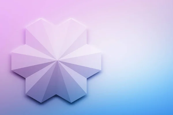 Large polygonal shape made of many hexagons with edges over plane in blue an pink colors. 3d illustration.