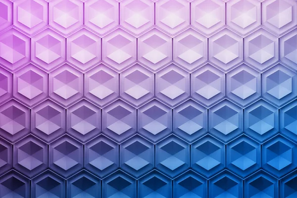 Repeating hexagon pattern in blue and purple colors. Abstract background with hexagonal shapes. Repeating hexagons. 3d illustration.