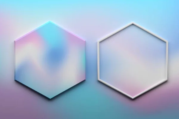 Hexagons on pink blue background