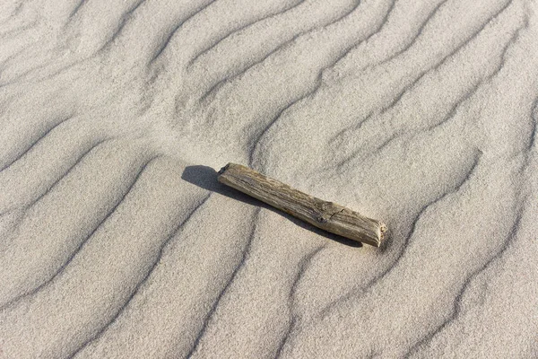 Песчаные рябь с деревянной палкой — стоковое фото
