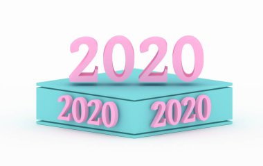 Mavi podyum izole pembe 2020 numaraları