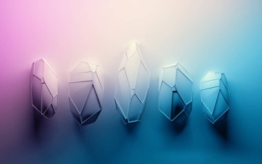 Pembe mavi soyut kristaller