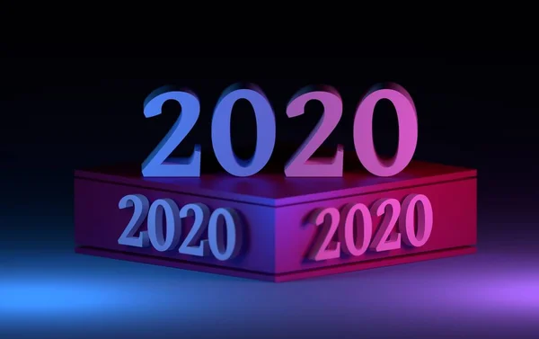 2020 numbers on black background — Stock Photo, Image