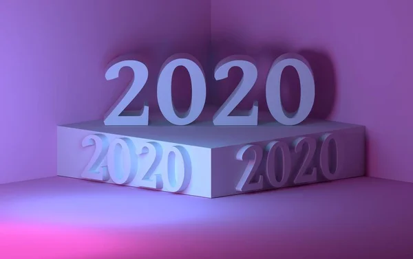 2020 różowe purpurowe liczby — Zdjęcie stockowe