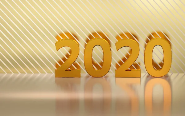 Gouden 2020 nummers over reflecterend oppervlak — Stockfoto