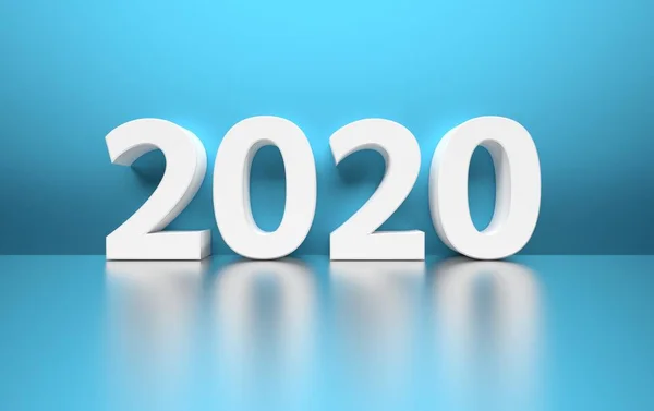 Weiße große Zahlen 2020 auf blauem Hintergrund — Stockfoto