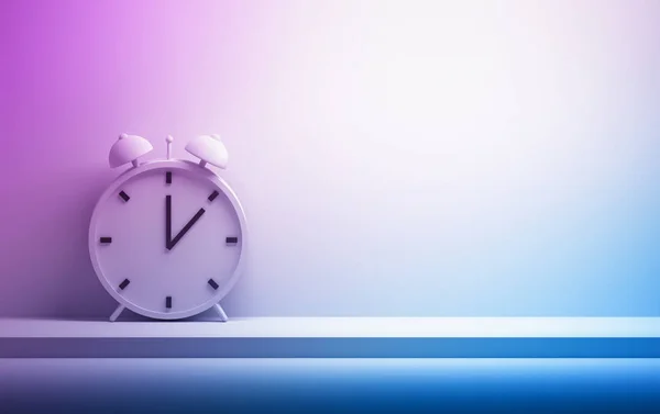 파란색과 분홍색 색상의 복사 공간이있는 벨 시계 — 스톡 사진