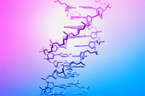 Pembe mavi arka plan üzerine DNA sarlis — Stok fotoğraf