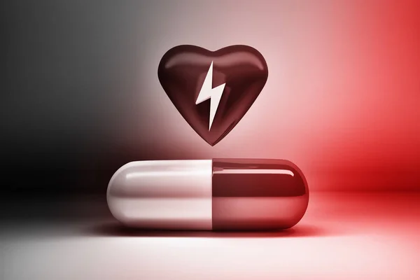 Herzschlagkonzept in schwarz und rot — Stockfoto
