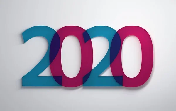 Transparente blaue und rosa Zahlen für 2020 — Stockfoto