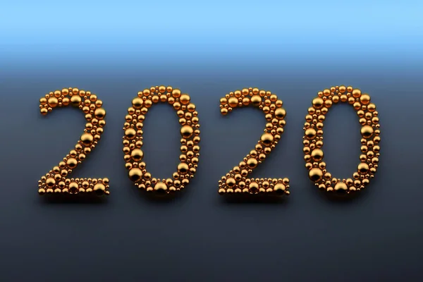 Dorado 2020 dígitos hechos de bolas —  Fotos de Stock