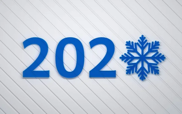 2020 blue numbers with snowflake — Stock Photo, Image