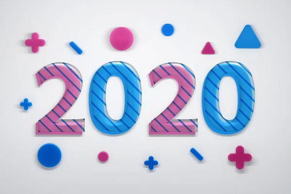 2020 kartki okolicznościowe z geometrycznymi kształtami — Zdjęcie stockowe