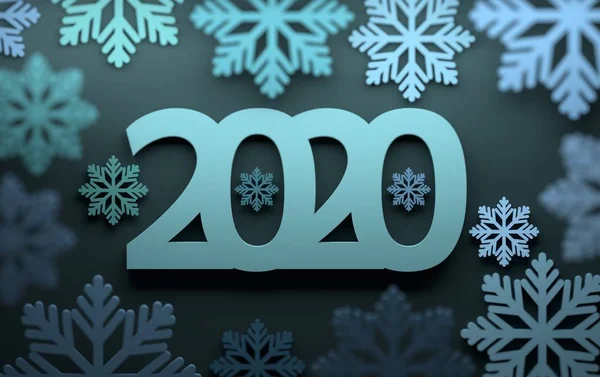 Blue background with 2020 numbers and snowflakes — Stock Photo, Image