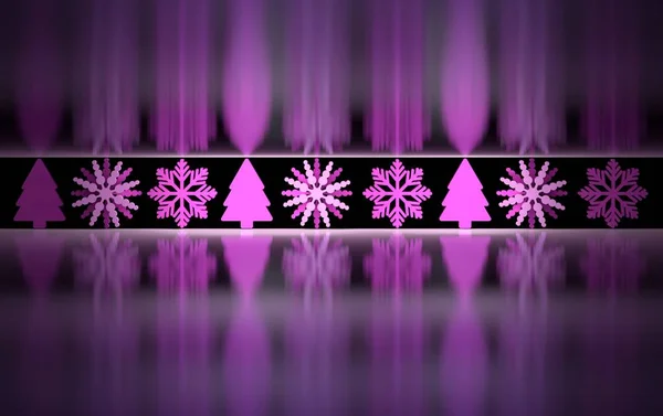 Рождественский фон со снежинками и зеркальной поверхностью — стоковое фото
