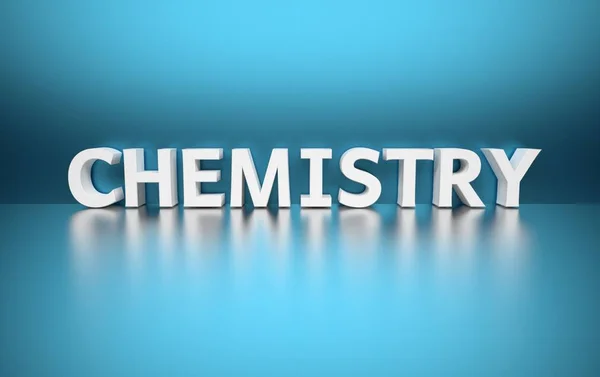 Química palavra no fundo azul — Fotografia de Stock