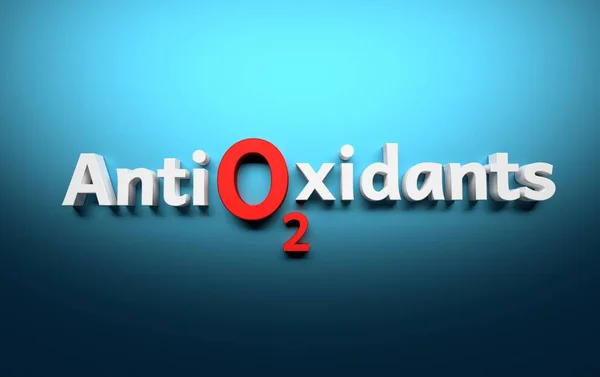 Antioxidantes palavra escrita em letras brancas sobre fundo azul — Fotografia de Stock