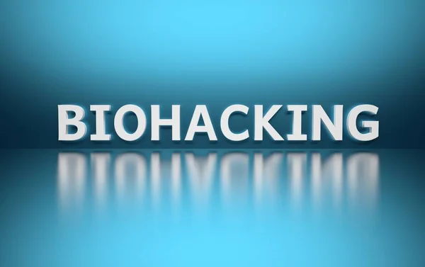 Word Biohacking op blauwe achtergrond — Stockfoto
