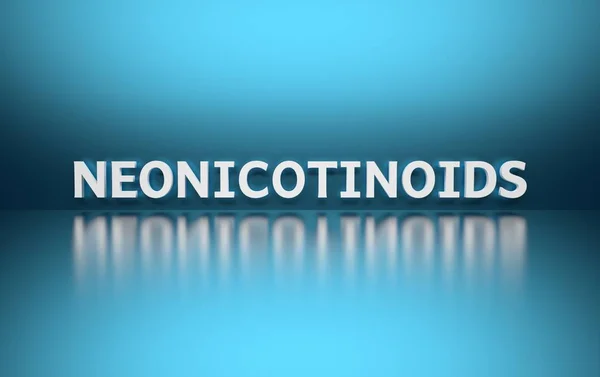 Woord Neonicotinoïden op blauwe achtergrond — Stockfoto