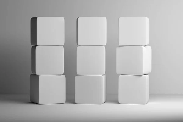 Montón de cubos redondeados blancos sobre fondo blanco —  Fotos de Stock