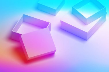 Canlı renkli degrade ile renkli birçok açılan kutular