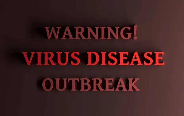 Avvertimento con parole focolaio di malattia da virus — Foto Stock