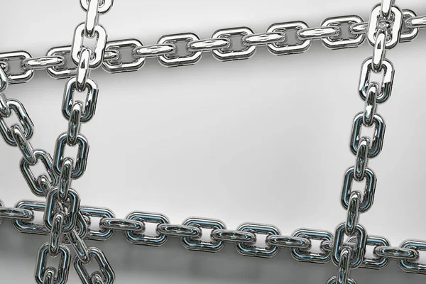 Velké lesklé metalické stříbrné řetězy — Stock fotografie