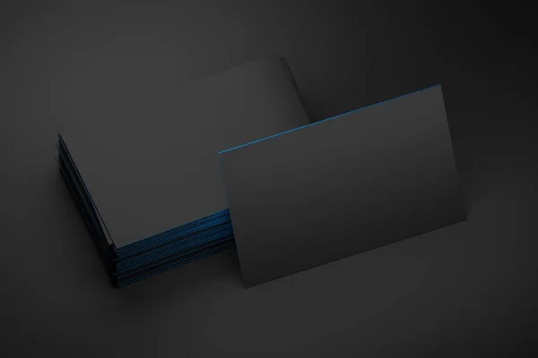 Stack of black business card with blank copy space