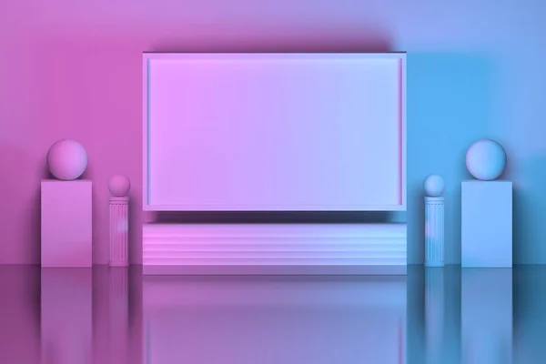 Presentación maqueta de pantalla vacía en colores rosados azules — Foto de Stock