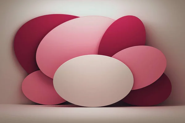 Rosa geométrica redonda vazia formas em branco — Fotografia de Stock