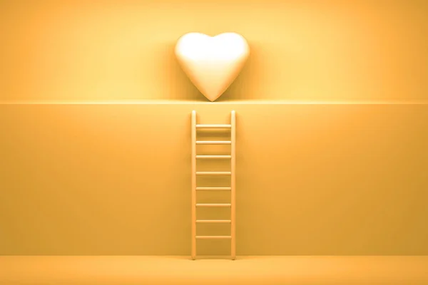 Concept illustration of way to love in yellow colors