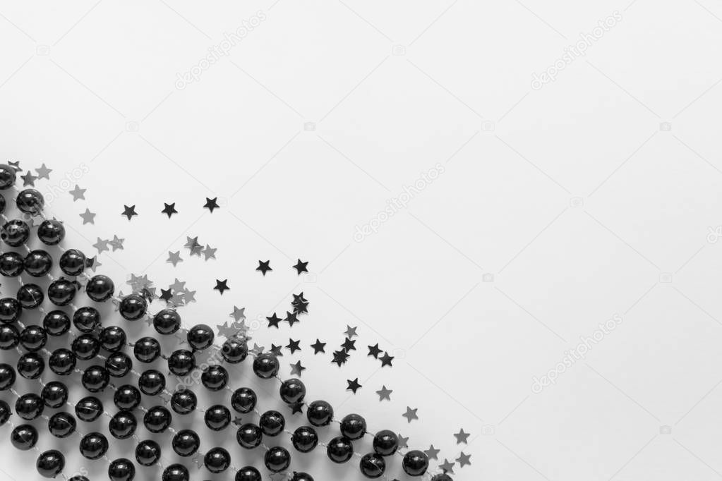 Black and white festive greeting background with New Year decora