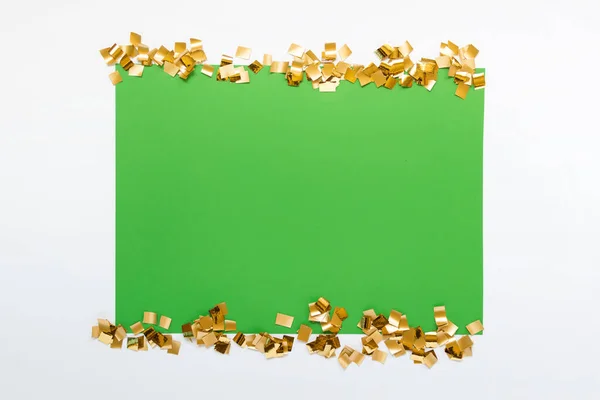 Mock up wioth zöld papírt és arany csillogás — Stock Fotó