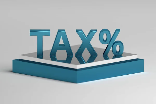 Ein Einziges Großes Blaues Glänzendes Wort Tax Mit Prozentzeichen Das — Stockfoto