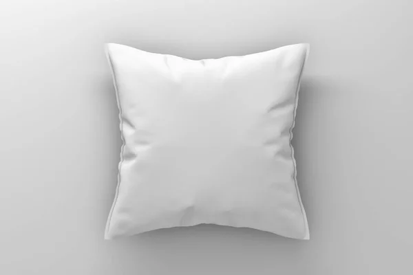 白い背景に白い白い枕が一つ付いているモックアップ 3Dイラスト — ストック写真