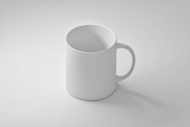 Beyaz arka planda bir kahve fincanı olan bir model şablon. 3d illüstrasyon.
